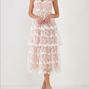Express Marketplace Endless Rose Crochet Layered Midi Dress